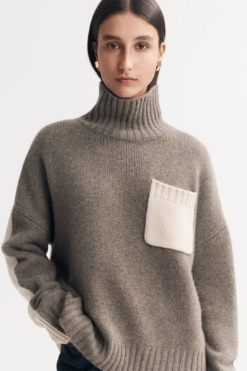 Two Tone Turtleneck - Turtlenecks - Brown/Creme | Rizzing up