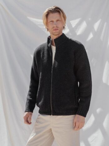 Wool sweater with zip and pockets CAMERON