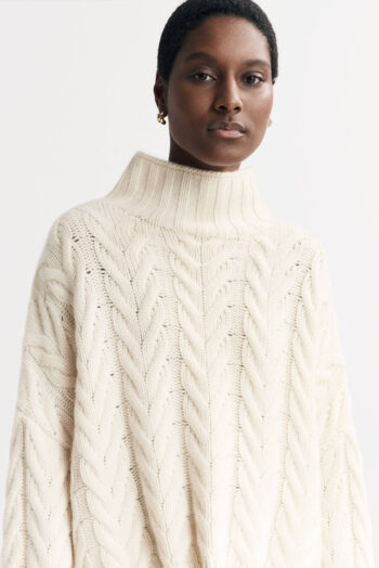 Cable Knit Turtleneck - Turtlenecks - Feather White | Rizzing up