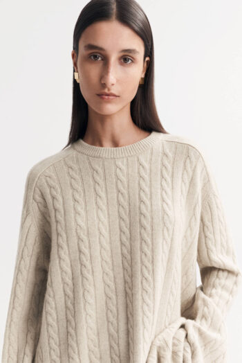 Cable Knit Crewneck - Cable Knits - Natural Sand | Rizzing up
