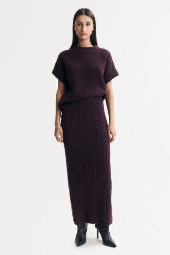 Cable Knit Skirt - Skirts - Mulberry | Rizzing up