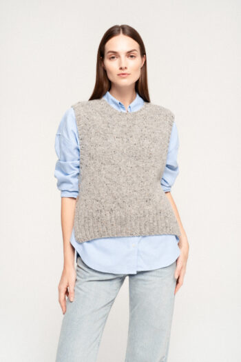Soft Merino and mohair wool tweed vest GABBI